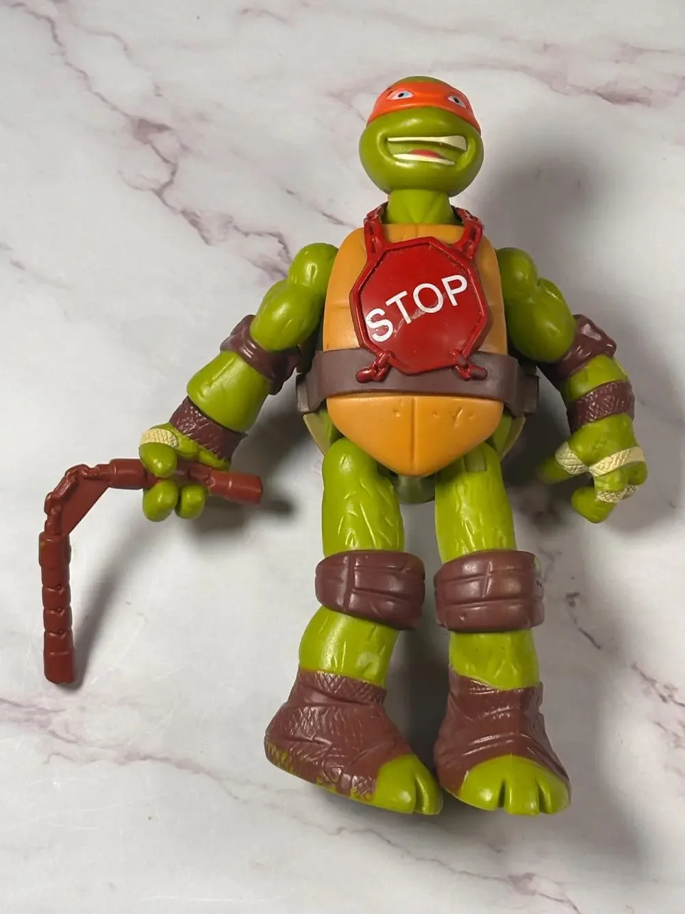 2014 Playmates Teenage Mutant Ninja Turtles TMNT Michelangelo Weapon Stop 6”